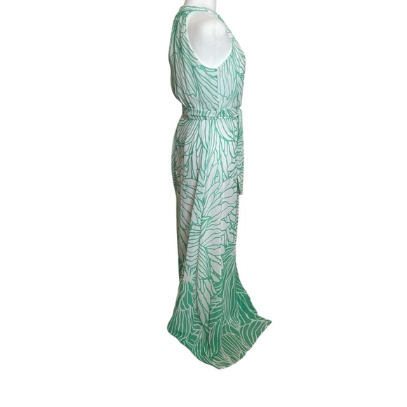 R&K Green White Floral Maxi Dress Size 4 Tropical Flowy Vacation Easter Party - Picture 4 of 14